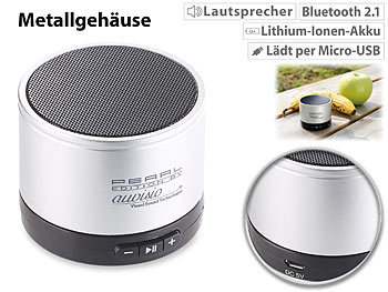 Aktivlautsprecher klein: auvisio Mobiler Aktiv-Lautsprecher mit Bluetooth 2.1, Metallgehäuse, 4 Watt