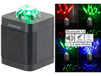 auvisio Lautsprecher mit Bluetooth 4.0 & 3-farbigem Disco-Lichteffekt, 10 Watt