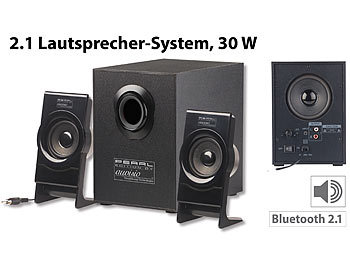 auvisio Klangstarkes Lautsprecher-System mit Bluetooth 2.1, Subwoofer, 30 Watt
