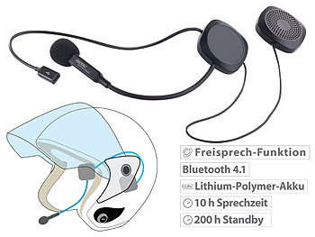 auvisio Stereo-Headset mit Bluetooth 4.1 & Freisprecher für Motorradhelme