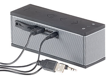 auvisio Stereo-Lautsprecher mit Freisprecher, Bluetooth, microSD, 16W, IPX4