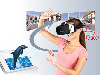 auvisio Virtual-Reality-Brille mit Bluetooth und 2in1-Mini-Game-Controller
