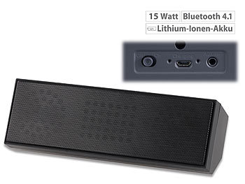 auvisio Portabler Stereo-Lautsprecher mit Bluetooth 4.1 und Akku, 10 Watt