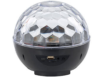 auvisio Mobile Discokugel mit Lautsprecher, Bluetooth & MP3-Player, 12 Watt