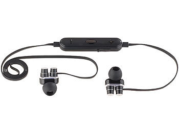 auvisio In-Ear-Headset mit Bluetooth 4.1, 2x 2 Membranen & 3-Tasten-Bedienteil
