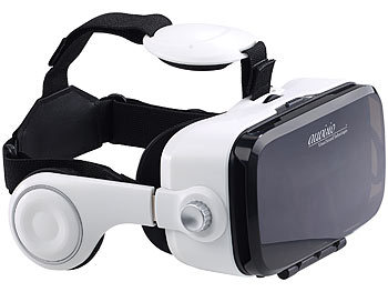 auvisio Virtual-Reality-Brille mit integrierten Kopfhörern, 3D-Justierung