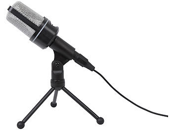 auvisio Profi-Kondensator-Studio-Mikrofon mit Stativ, 3,5-mm-Klinkenstecker