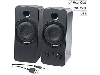Computer Lautsprecher: auvisio Aktive Stereo-Lautsprecher MSX-150 mit USB-Stromversorgung, 20 Watt