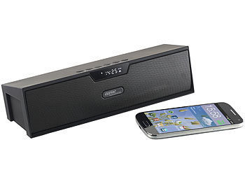 auvisio Stereo-Lautsprecher, Bluetooth, Freisprecher, MP3, Radio, Wecker, 20 W