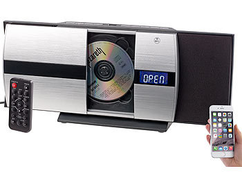 CD Player Vertikal: auvisio Vertikale Stereoanlage mit Bluetooth, CD, MP3, Radio, AUX, NFC, 20 W