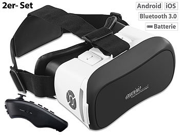 auvisio Virtual-Reality-Brille mit Bluetooth und 2in1-Mini-Game-Controller