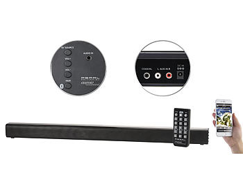 Lautsprecher mit Cinch-Eingang, Bluetooth: auvisio Stereo-Soundbar, Bluetooth 4.0, Koaxial, Stereo-Cinch & AUX, 60 Watt