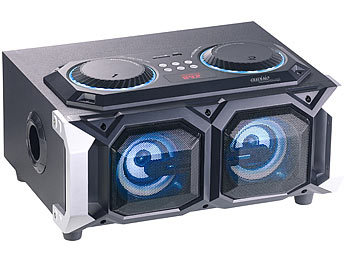 auvisio 2.1-Stereo-Partyanlage, Bluetooth mit Karaoke-Funktion, 100 W, USB, SD