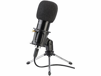 Microfone: auvisio Profi-USB-Kondensator-Mikrofon, High-Performance, Mini-Stativ