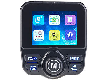 auvisio DAB+/DAB-Empfänger, FM-Transmitter, Bluetooth, Freisprecher, MP3, USB
