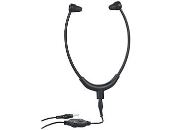 Kopfhörer Kabel: newgen medicals TV-Kinnbügel-Kopfhörer mit 3,5-mm-Klinkenanschluss, bis 117 dB