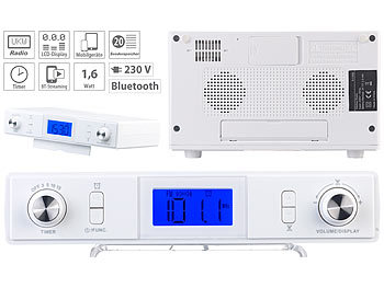 Küchenunterbauradio: auvisio Stereo-FM-Küchen-Unterbauradio mit Bluetooth, Timer, Wecker, LCD, PLL