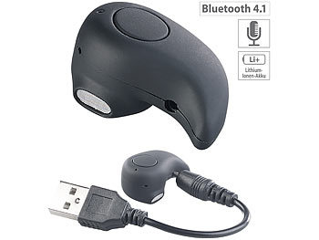 Mono Headset, Bluetooth: Callstel Winziges Akku-In-Ear-Headset mit One-Touch-Bedienung, Bluetooth 4.1