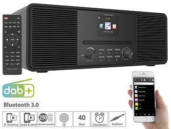 DAB Internet Radio: VR-Radio Stereo-Internetradio mit CD-Player, DAB+/FM & Bluetooth, 40 W, schwarz