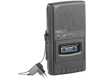 auvisio Mobiler Kassettenspieler & USB-Digitalisierer, Lautsprecher & Mikrofon