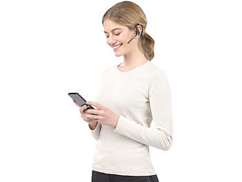 Callstel Headset, Bluetooth 5, aptX, 2 HD-Mikrofone, Windgeräusch-Unterdrückung