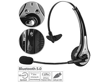 Headset mit Mikro: Callstel Profi-Mono-Headset mit Bluetooth, Geräuschunterdrückung, 10-Std.-Akku