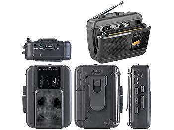 auvisio Mobiler Kassettenspieler, Bluetooth-Transmitter, Sprachrekorder, Radio