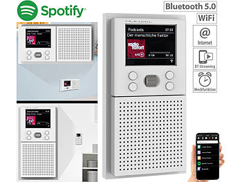 Radio unter Putz: VR-Radio Unterputz-WLAN-Internetradio mit Bluetooth & Farbdisplay, DSP, App, 8W