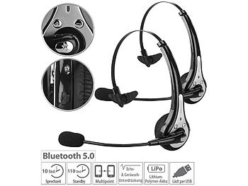 Headset PC: Callstel 2er Pack Profi-Mono-Headset mit Bluetooth, Geräuschunterdrückung