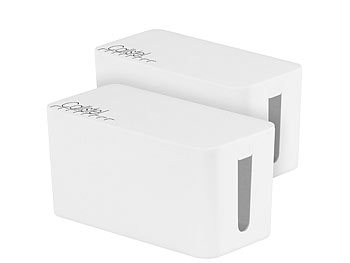 Kabelsammler: Callstel 2er-Set Kabelboxen klein, 23,5 x 11,5 x 12 cm, weiß