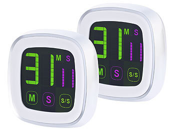 Küchenuhr Digital Timer: infactory 2er-Set magnetische Küchentimer mit farbigem Touchscreen
