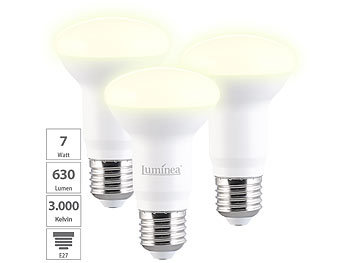 LED R63: Luminea 3er-Set LED-Reflektor E27, 8 W (ersetzt 60 W), 806 lm, warmweiß 3000 K