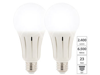 Glühbirne: Luminea 2er-Set High-Power-LED-Lampen E27, 23 Watt, 2.400 Lumen, 6.500 K