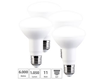 LED Strahler: Luminea 4er-Set LED-Reflektor R80, E27 11W (ersetzt 100W) 950lm tageslichtweiß