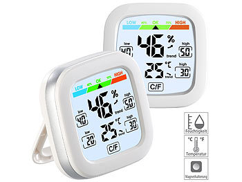 Luftfeuchtemesser: infactory 2er Pack Digitales Hygrometer und Thermometer mit Trendanzeige