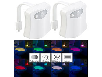 WC Beleuchtung: Lunartec 2er Pack LED-Toilettenlicht mit Licht- und Bewegungssensor