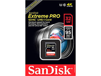 SanDisk 32 GB Extreme Pro SDHC-Speicherkarte, 90-95 MB/s, UHS Class 3
