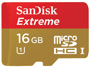 SanDisk 16 GB Extreme microSDHC-Speicherkarte, 45 MB/s, UHS-I
