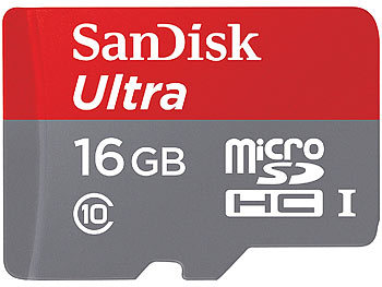 SanDisk 16GB Ultra microSDHC Speicherkarte, 48 MB/s, Class 10 UHS-I