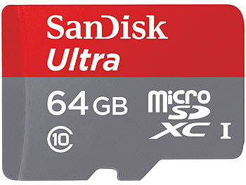 SanDisk 64GB Ultra microSDXC Speicherkarte, 48 MB/s, UHS-I, U1, Class 10