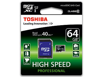 Toshiba microSDXC-Karte 64 GB, Class 10, UHS-I, U1 inkl. SD-Adapter
