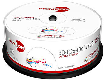 PRIMEON BD-R, 25GB, bis 10x, bedruckbar, 25er-Box
