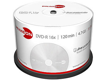 PRIMEON DVD-R, 4.7 GB, 16x, kratzfest, 50er-Box