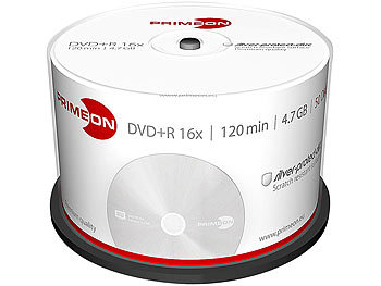 PRIMEON DVD+R, 4.7 GB, 16x, kratzfest, 50er-Box