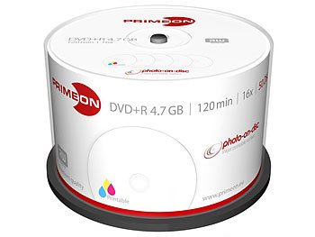 PRIMEON DVD+R 4.7 GB, 16x, bedruckbar, 50er-Box