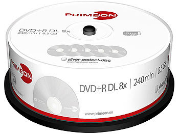 PRIMEON DVD+R Double Layer, 8.5GB, 8x, kratzfest, 25er-Box