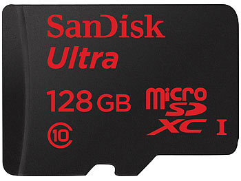 SanDisk Ultra microSDXC-Speicherkarte, 128 GB, 80 MB/s, UHS-I, U1, Class 10