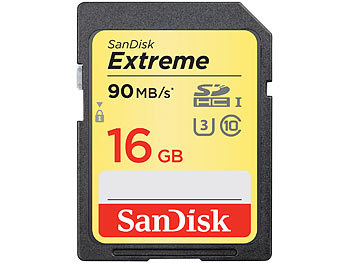 SanDisk Extreme SDHC-Speicherkarte, 16 GB, UHS-I Class U3, 90 MB/s