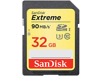 SanDisk Extreme SDHC-Speicherkarte, 32 GB, UHS-I Class U3, 90 MB/s