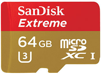 SanDisk Extreme microSDHC-Karte, 64 GB, für Action- & Sport-Cams, UHS-I, U3